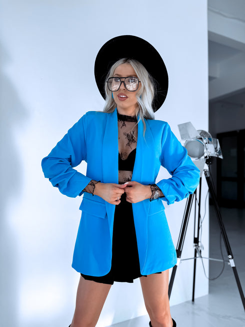 Water blue, ONE SIZE jacket with rolled up sleeves